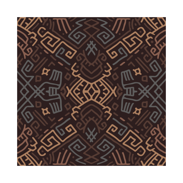 Gray Brown Aztec Pattern Indian Mexican Tribal by jodotodesign