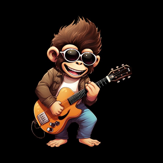 Monkey Playing Guitar Chimpanzee Guitar by Ross Holbrook