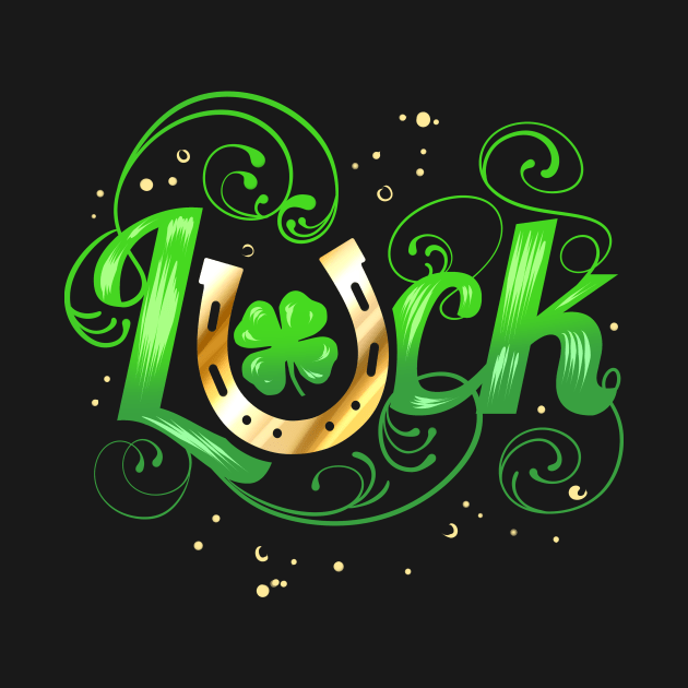 Green Golden Luck Logo With Horseshoe For St Patricks Day by SinBle