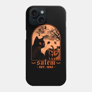 Salem 1692 - Black Cat Pumpkin - Retro Vintage Halloween Phone Case