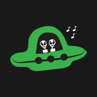 Alien UFO & Music Notes T-Shirt