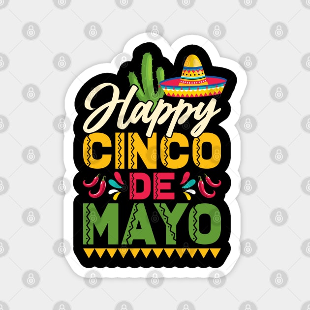 Happy Cinco De Mayo Mexican Hat Sombrero Magnet by Peco-Designs