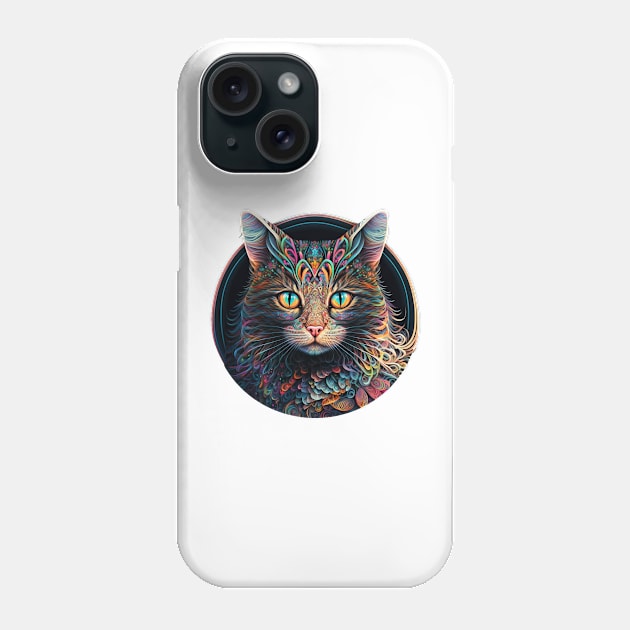 Mandala cat Phone Case by ArgonArtist