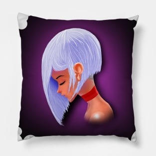 Girl with a red ribbon Pillow