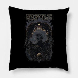 Oracle - Ancient Witch Priestess of Prophecy Art Nouveau Pillow