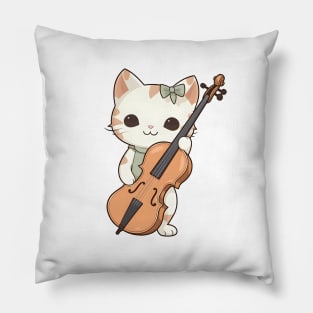 Cute Kitten Playing Violin Pillow