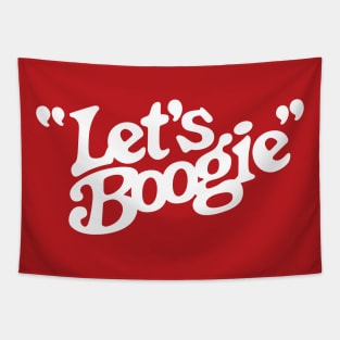 Let's Boogie (White on Red) Tapestry