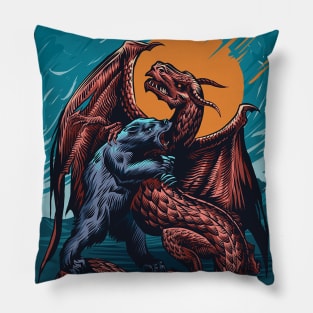 Bear vs Dragon Colored Pillow