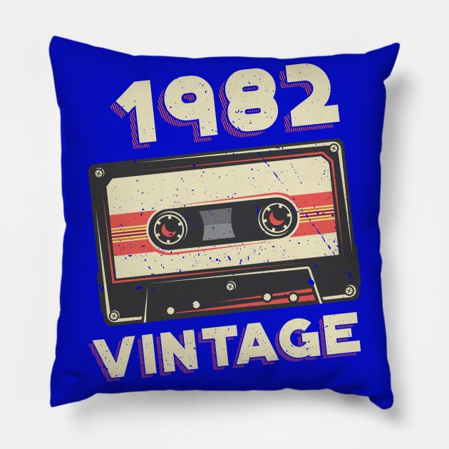 Vintage 1982 Retro Cassette Tape 38th Birthday Pillow by aneisha