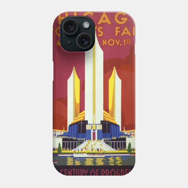 Vintage Travel Poster USA Chicago World's Fair 1933 Phone Case by vintagetreasure