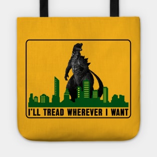 Funny Godzilla-Don't Tread on Me Parody Tote