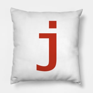 Letter j in Red Text Minimal Typography Pillow