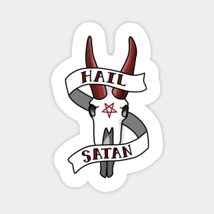 Hail Satan Mountain Goat Skull Magnet