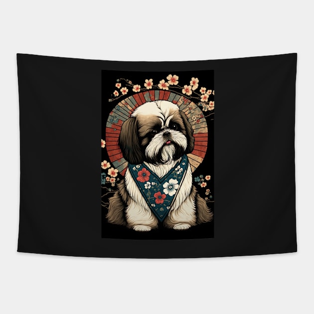 Super Cute Shih Tzu Portrait - Japanese style Tapestry by KoolArtDistrict