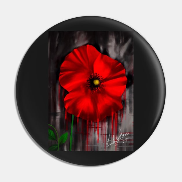 Red Poppy Pin by Artbythree