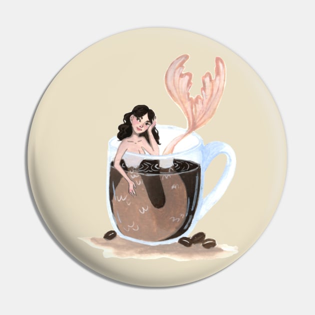 Coffee Mermaid Pin by Ka.Arts