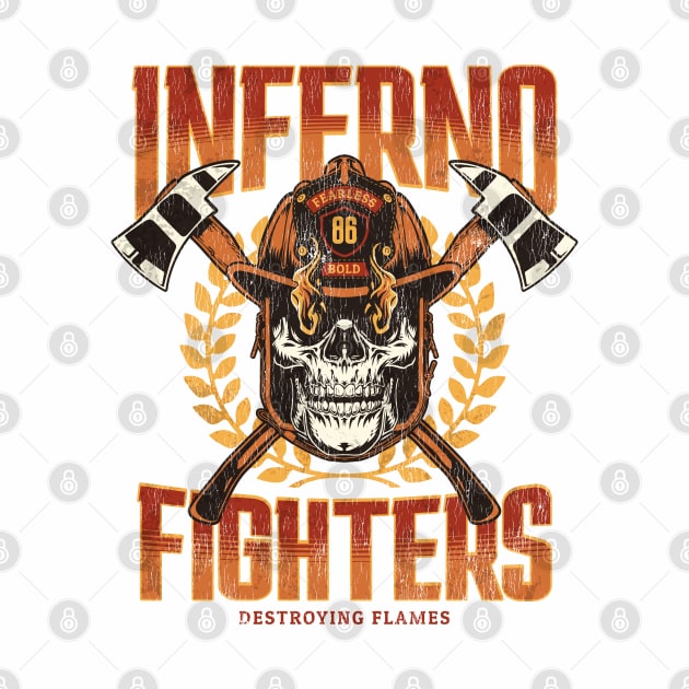 Inferno Fighters Fearless & Bold Firefighter Skull by Contentarama