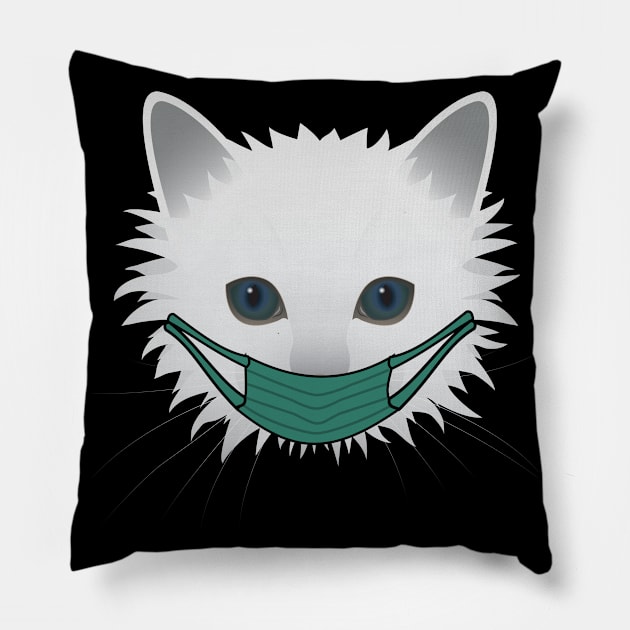 Cat With Mask Pillow by remixer2020