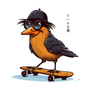 Cool Bird On Skateboard T-Shirt