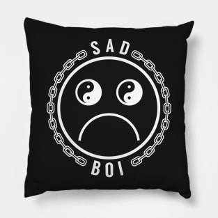 Sad Boi on Black Pillow