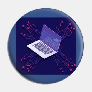 Notebook Isometric Vector Desktop with Open Laptop Pin