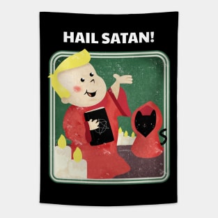 Cute Retro "Hail Satan!" Parody Tapestry