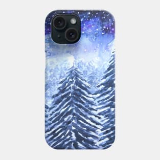 pine forest under galaxy Phone Case