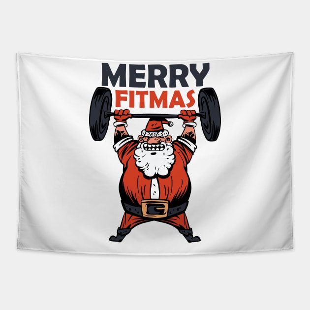 Merry Fitmas Funny Christmas Workout design Tapestry by theodoros20