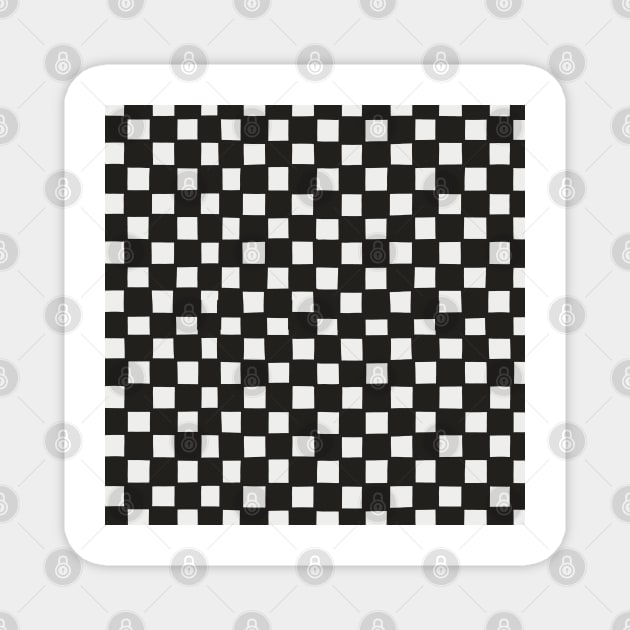 Mini Hand-Drawn Checkerboard Pattern (Black and White) Magnet by cecececececelia