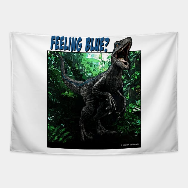 Feeling Blue-Jurassic world fan art character Tapestry by marghe41