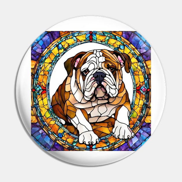 Stained Glass English Bulldog Pin by Doodle and Things