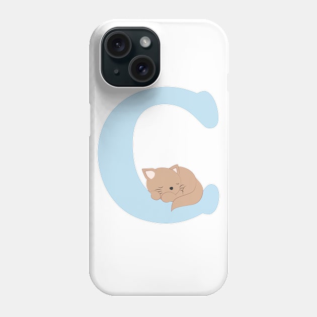 C - blue - cat Phone Case by Cuddles and chaos