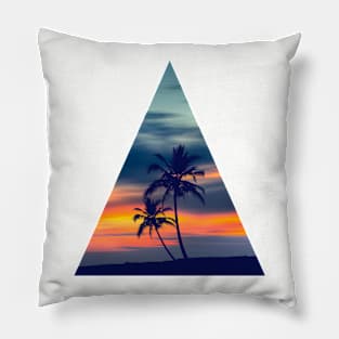 Palms and sunset Triangle Pillow