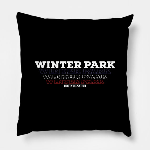 Winter Park Colorado USA Vintage Pillow by Zen Cosmos Official