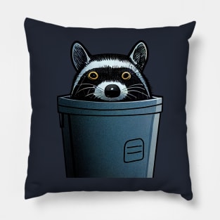Trash panda in Garbage Can, Raccoon Pillow