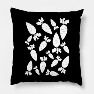 Carrots All Over Print Black White Line Pillow