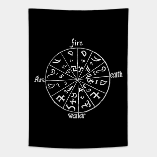 Scientific Chart of the Four Elements Astrological Symbols Tapestry
