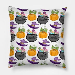 Halloween Pattern With Pumpkin Witch Hat Pillow