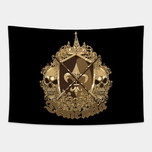 Cool Illustration Of Skull Coat Of Arms Tapestry