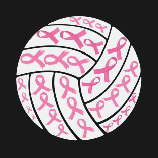 Breast Cancer Pink Ribbon Volleyball Awareness T-Shirt