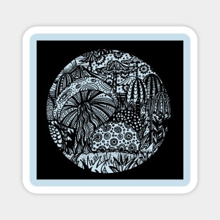 Mushroom Circle Var 1 - Black Surround - Transparent Centre - Aussie Tangle by Heather Magnet