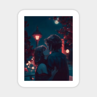 Beautiful anime couple in valentine's day evening Magnet