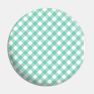 Mint Green and White Check Gingham Plaid Pin