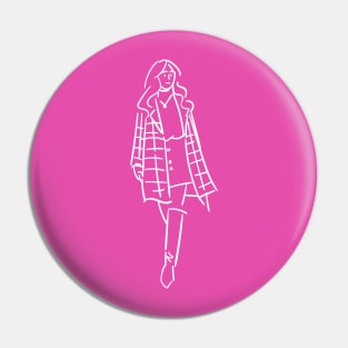 Woman walking white lineart Pin