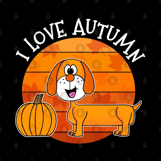 I Love Autumn Dachshund Dog Fall Thanksgiving by doodlerob