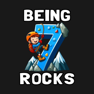 Kids 7 Year Old Rock Climbing , 7th Birthday T-Shirt