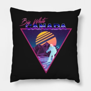 Retro Vaporwave Ski Mountain | Big White Canada | Shirts, Stickers, and More! Pillow