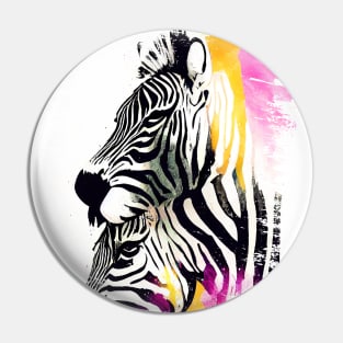 Zebra Wild Nature Animal Colors Art Painting Pin