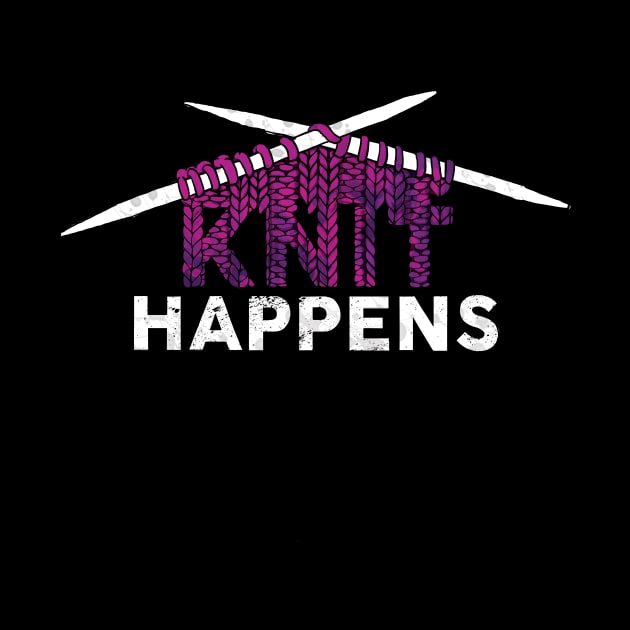 Knit Happens Funny Knitting Design by polliadesign