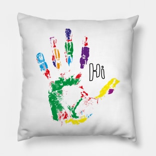 Colorful hand print Pillow